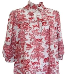 Toile de Jouy print blouse. Size XL NWOT